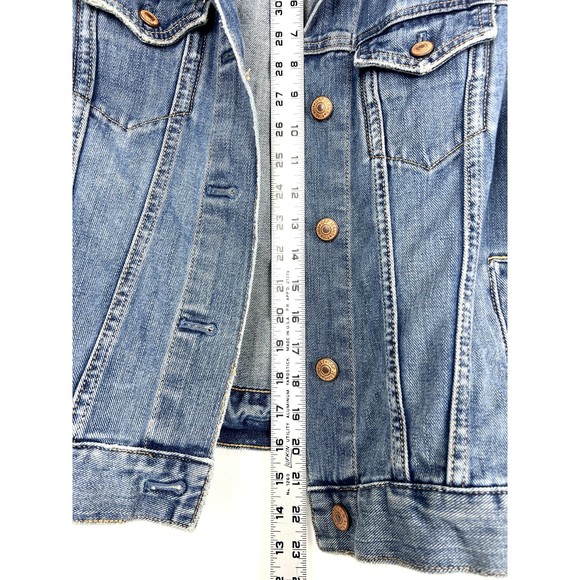 GAP Denim Jacket Womens Medium Blue Jean Trucker Cotton Coat Medium Wash Ladies - Picture 4 of 8